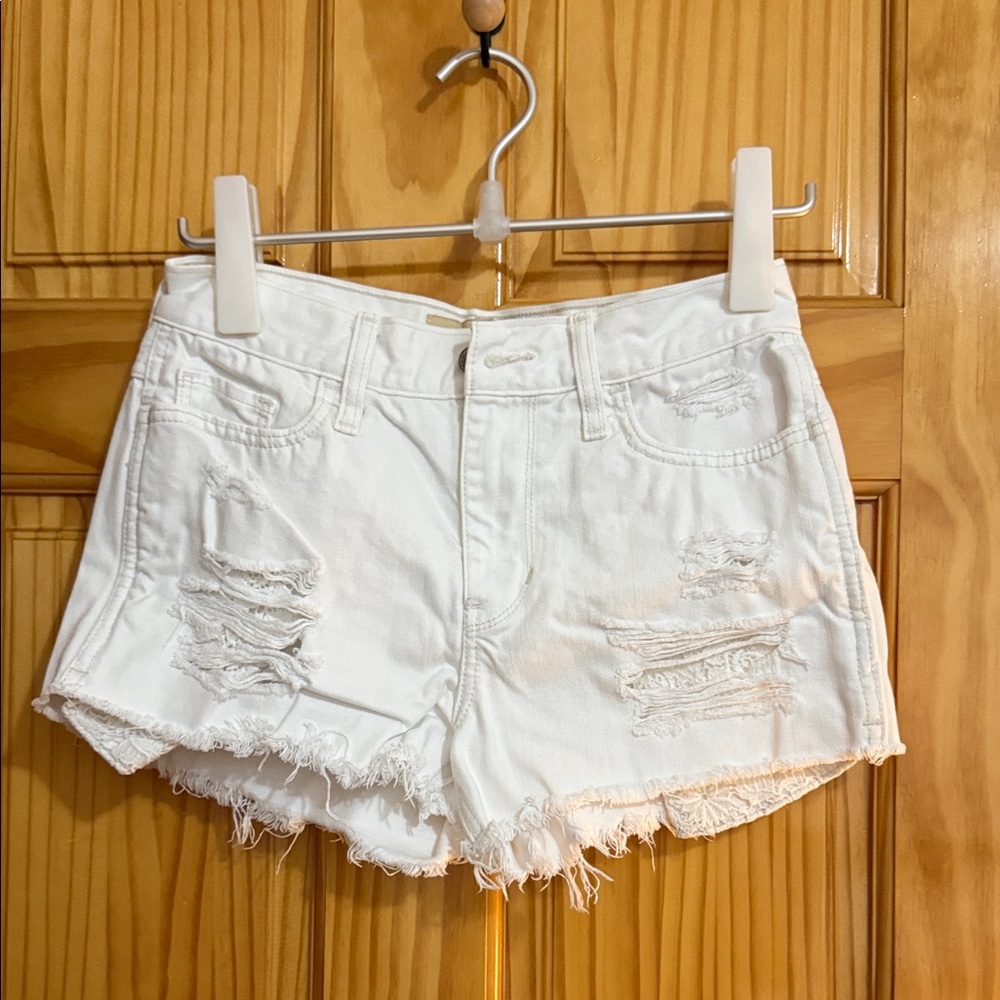 Hollister White Distressed Jean Shorts